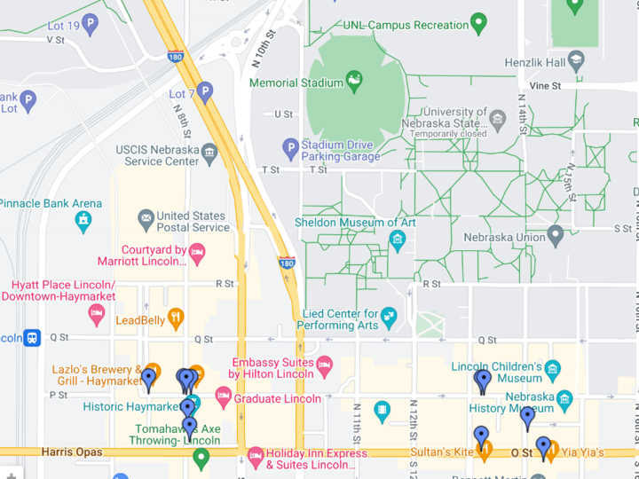 Map of downtown Lincoln, Nebraska